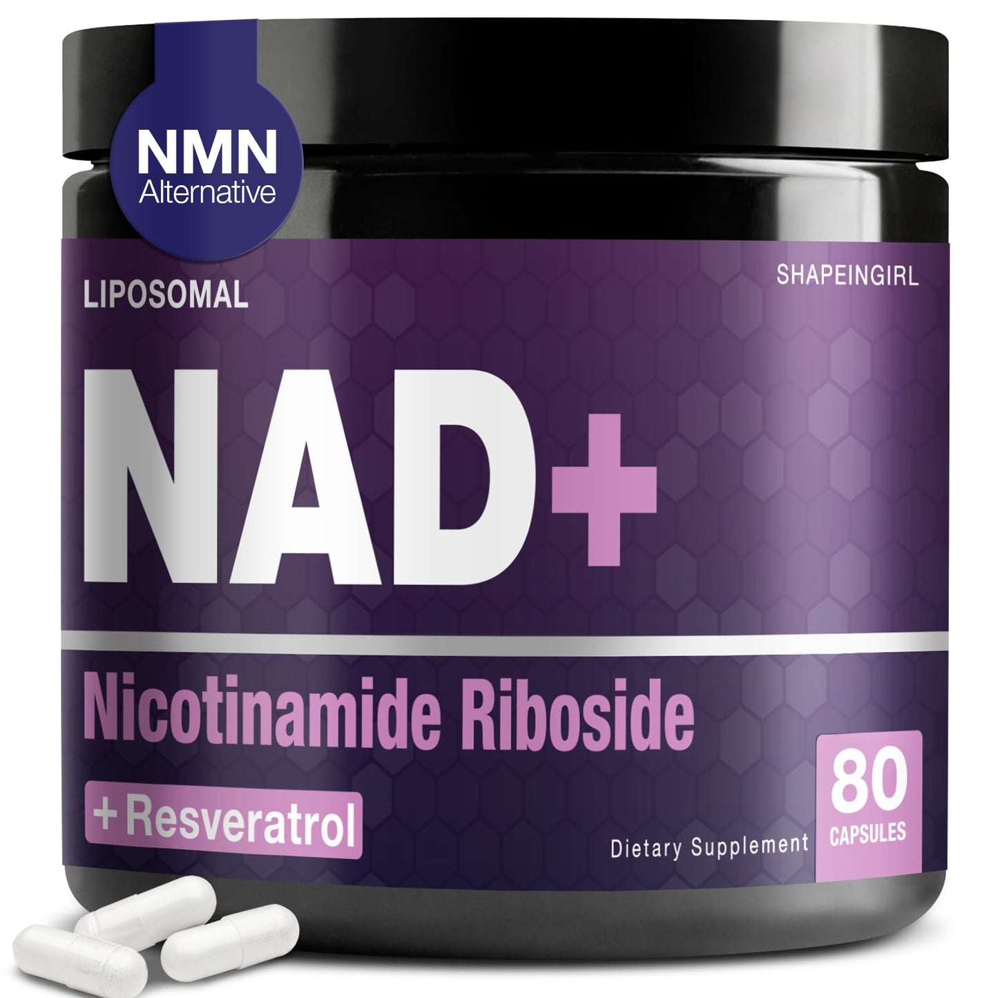 SHAPEINGIRL NAD Supplement | Nicotinamide Riboside & Resveratrol 900mg | Liposomal NAD+ for Women & Men