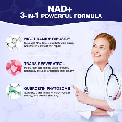 SHAPEINGIRL NAD Supplement | Nicotinamide Riboside & Resveratrol 900mg | Liposomal NAD+ for Women & Men