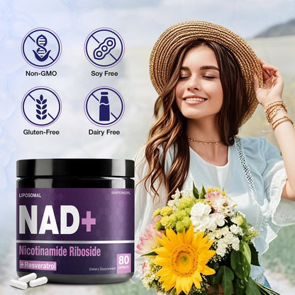 SHAPEINGIRL NAD Supplement | Nicotinamide Riboside & Resveratrol 900mg | Liposomal NAD+ for Women & Men