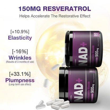 SHAPEINGIRL NAD+ Supplement | NR + Resveratrol | Liposomal NAD+ 900mg | 160 Capsules