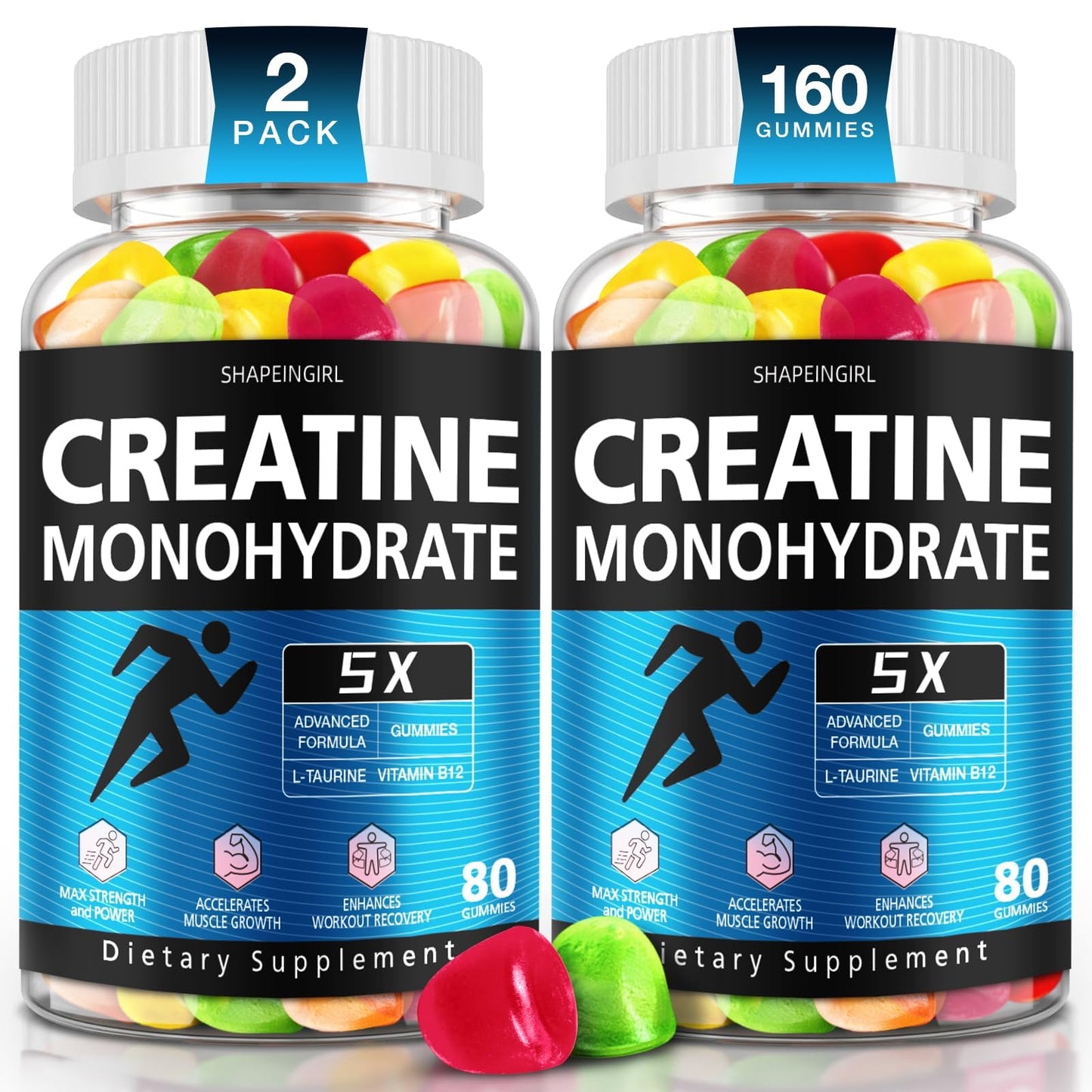 SHAPEINGIRL Creatine Monohydrate Gummies – Clean Creatine for Women & Men | Muscle, Endurance & Recovery