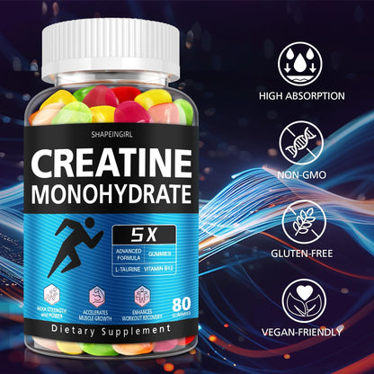 SHAPEINGIRL Creatine Monohydrate Gummies – Clean Creatine for Women & Men | Muscle, Endurance & Recovery