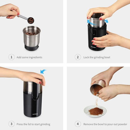 SHARDOR Electric Coffee and Spice Grinder 2 Bowls for Wet and Dry Grinding 70g