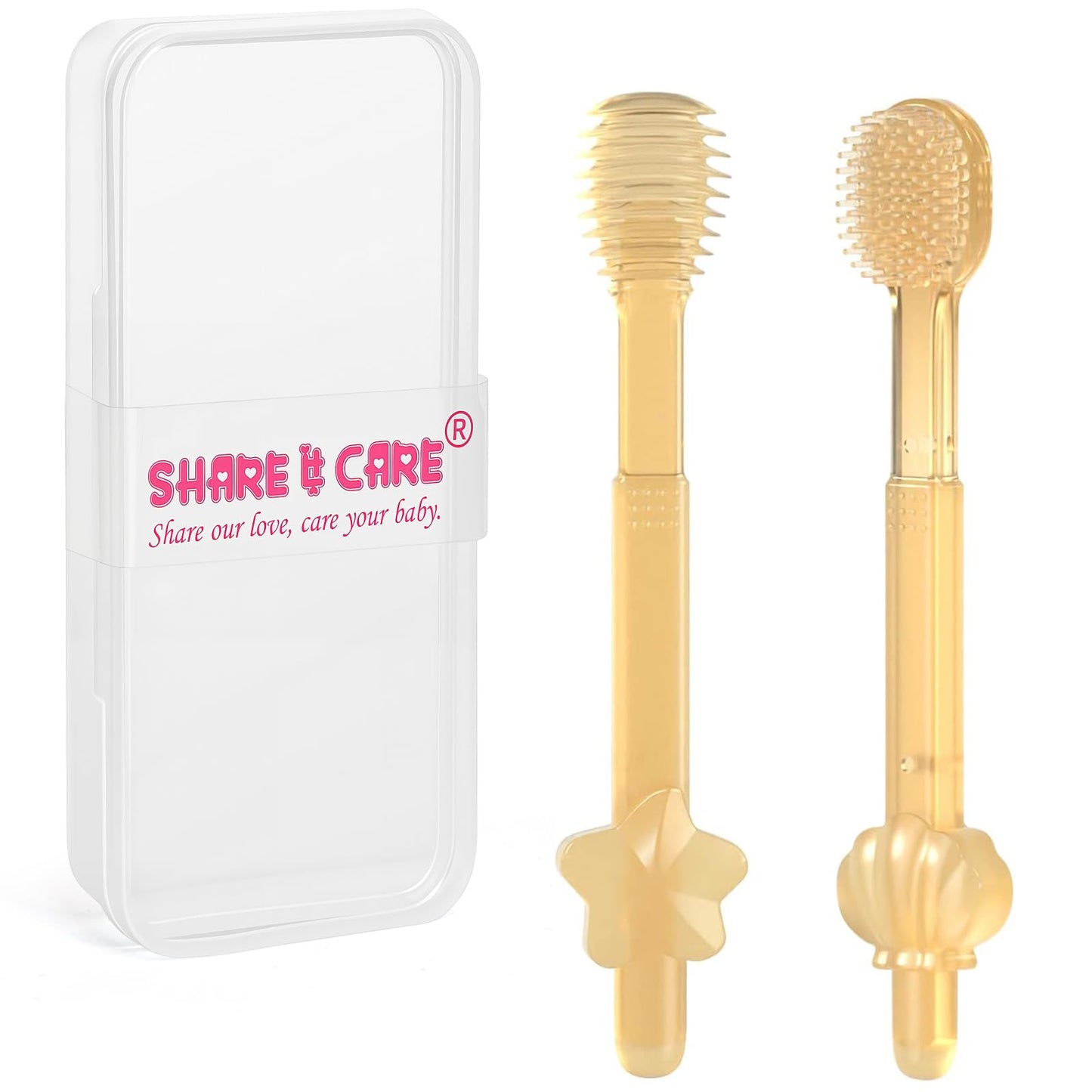 SHARE&CARE Baby Toothbrush & Tongue Cleaner – Soft Silicone for Toddler Oral Care