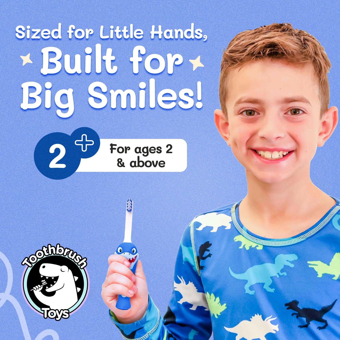 Kids Soft Bristle Shark Toothbrush 2+ | Gentle, Replaceable Head, Ergonomic Handle