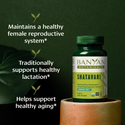 Shatavari Tablets – Organic Asparagus Racemosus Root (90 Tablets) | Vegan & Non-GMO | Banyan Botanicals