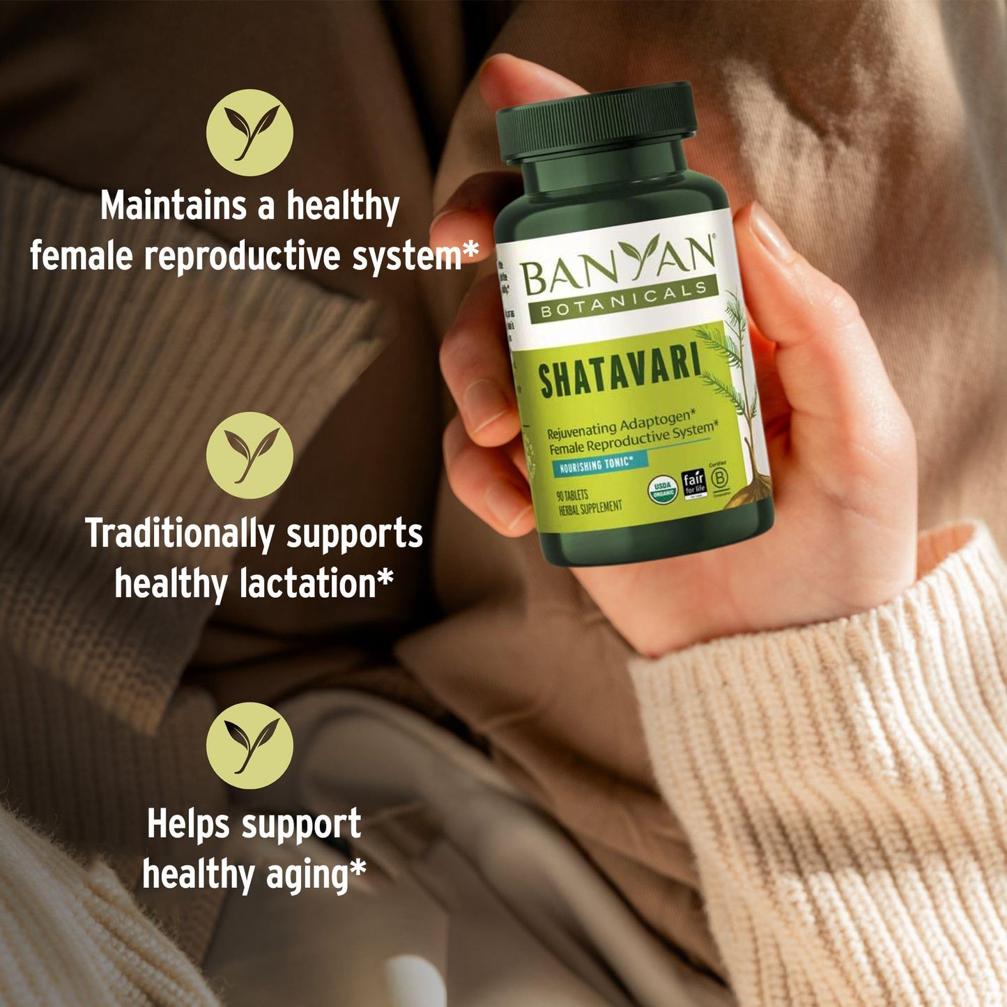Shatavari Tablets – Organic Asparagus Racemosus Root (90 Tablets) | Vegan & Non-GMO | Banyan Botanicals