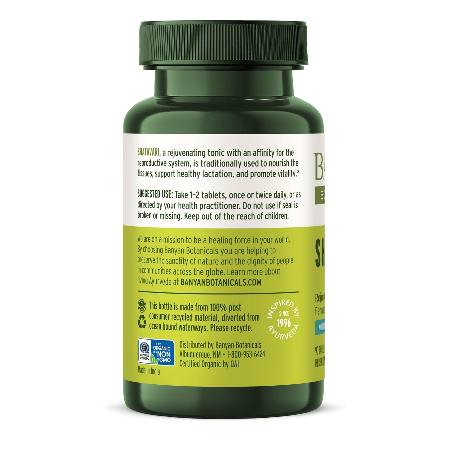 Shatavari Tablets – Organic Asparagus Racemosus Root (90 Tablets) | Vegan & Non-GMO | Banyan Botanicals
