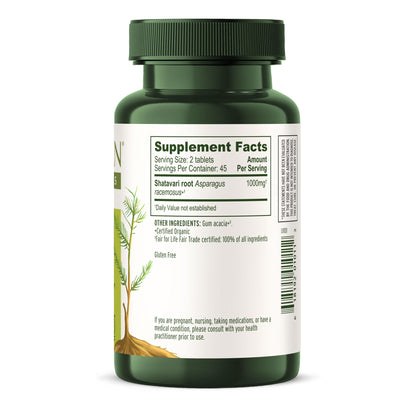 Shatavari Tablets – Organic Asparagus Racemosus Root (90 Tablets) | Vegan & Non-GMO | Banyan Botanicals