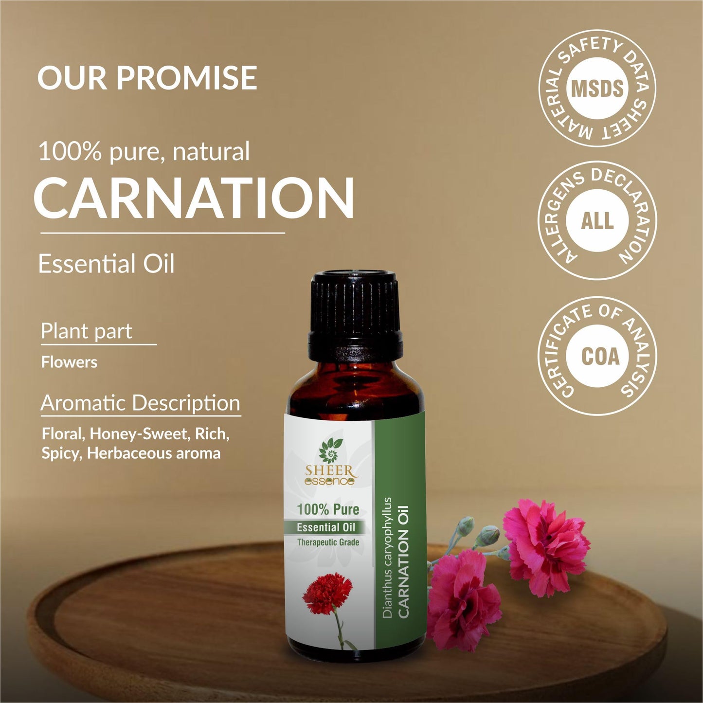 Sheer Essence Carnation Oil 15 ml – 100% Pure Dianthus Caryophyllus Essential Oil