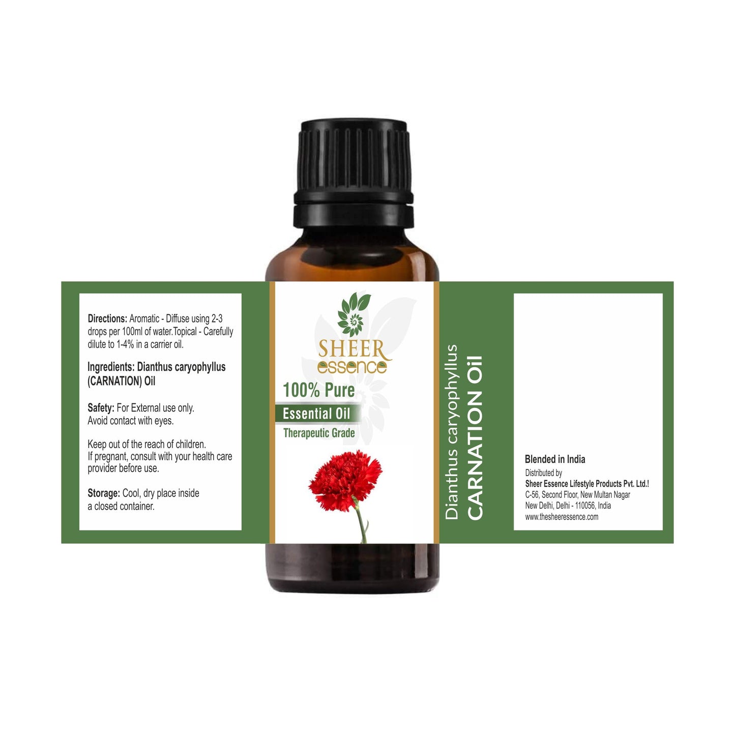 Sheer Essence Carnation Oil 15 ml – 100% Pure Dianthus Caryophyllus Essential Oil