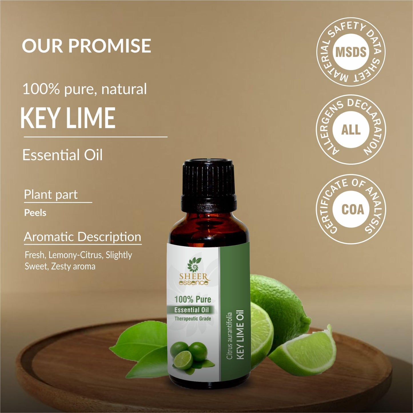 Sheer Essence Key Lime Oil 15 ML – 100% Pure Citrus Aurantifolia Essential Oil