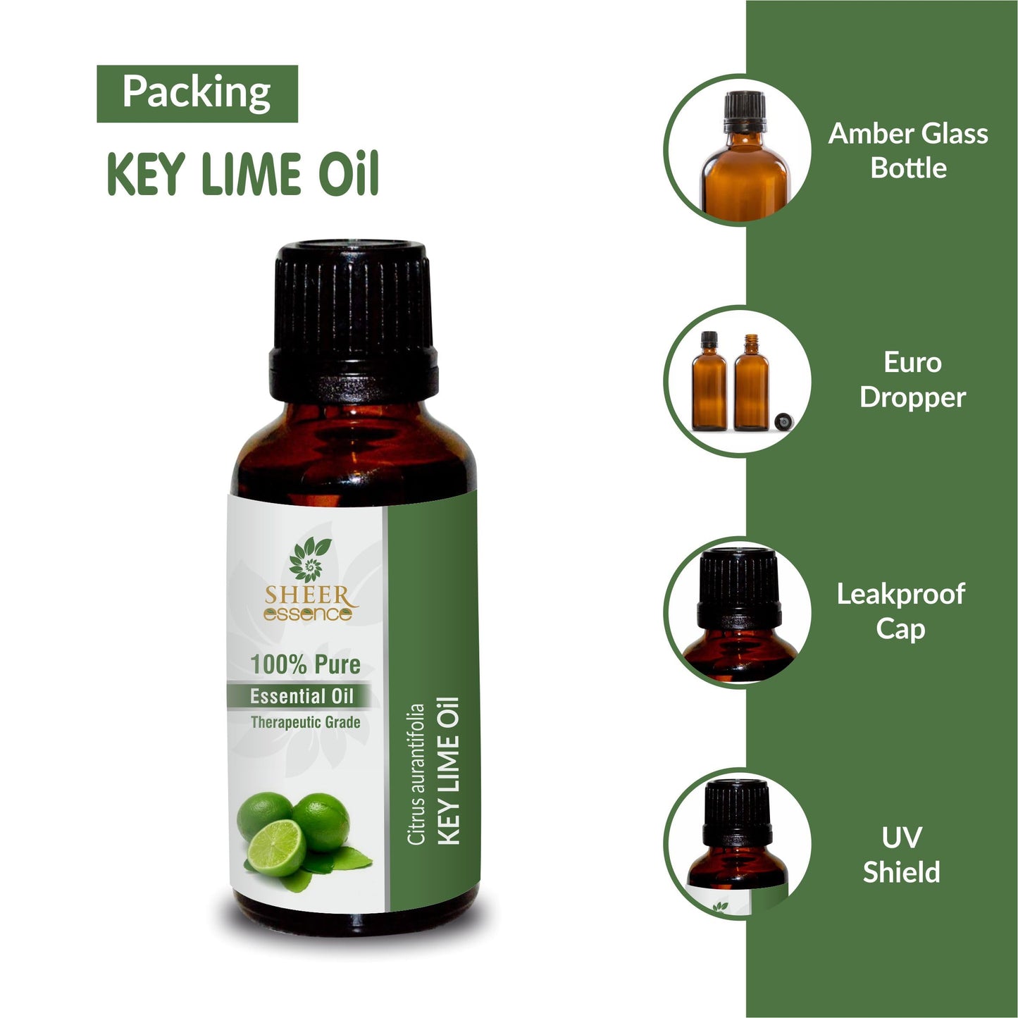 Sheer Essence Key Lime Oil 15 ML – 100% Pure Citrus Aurantifolia Essential Oil