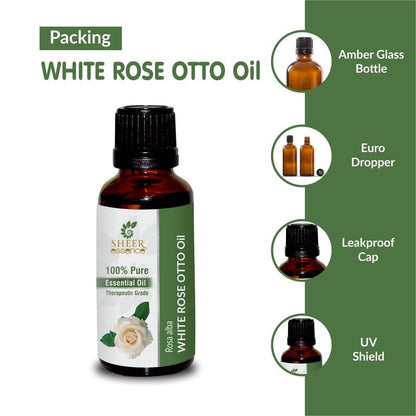 Sheer Essence White Rose Otto Oil 15 ml – 100% Pure Rosa Alba Essential Oil | Therapeutic Grade