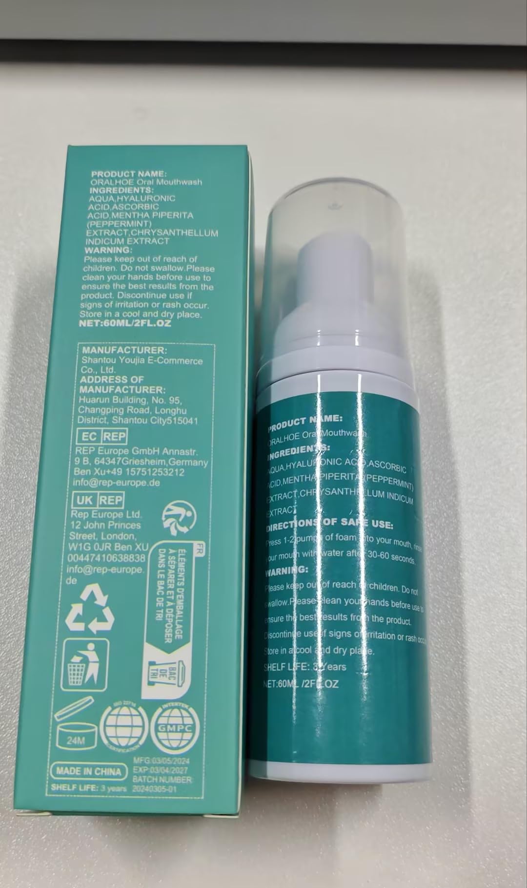Sheghy Teeth Total Care Mouthwash & Mint Toothpaste Set - 2pc