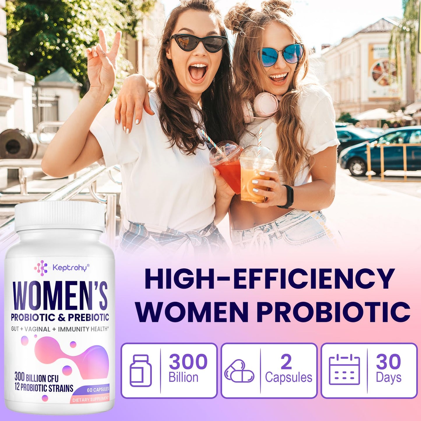Vaginal Probiotics for Women – 300B CFUs, 12 Strains, 60 Capsules