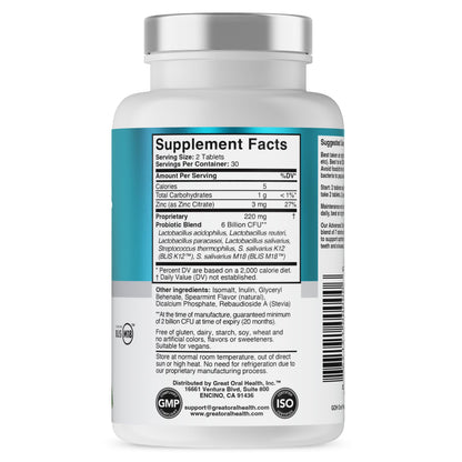 Oral Probiotics for Bad Breath - Dentist Formulated (BLIS K12 M18)