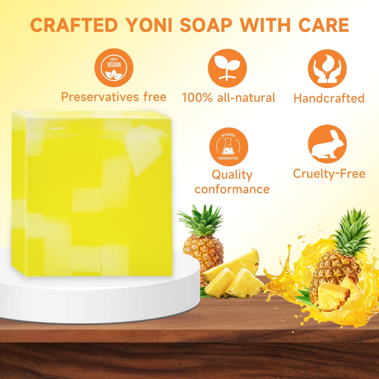 Shibarcle 3 PCS Yoni Soap Bar – Organic Pineapple Yoni Wash, pH Balanced Handmade Feminine Soap