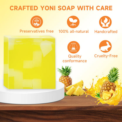 Shibarcle 3 PCS Yoni Soap Bar – Organic Pineapple Yoni Wash, pH Balanced Handmade Feminine Soap