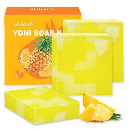 Shibarcle 3 PCS Yoni Soap Bar – Organic Pineapple Yoni Wash, pH Balanced Handmade Feminine Soap