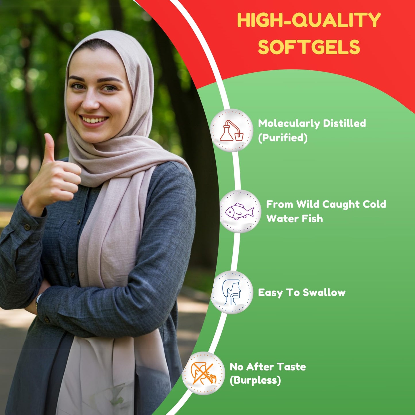SHIFAA NUTRITION Halal Fish Oil Softgels – 60 Count, Double Strength Omega-3