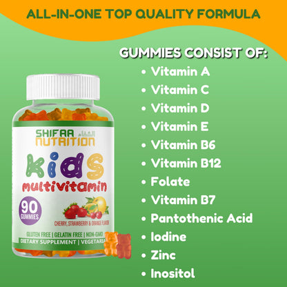 SHIFAA NUTRITION Halal Kids Multivitamin Gummies – 45-90 Day Supply