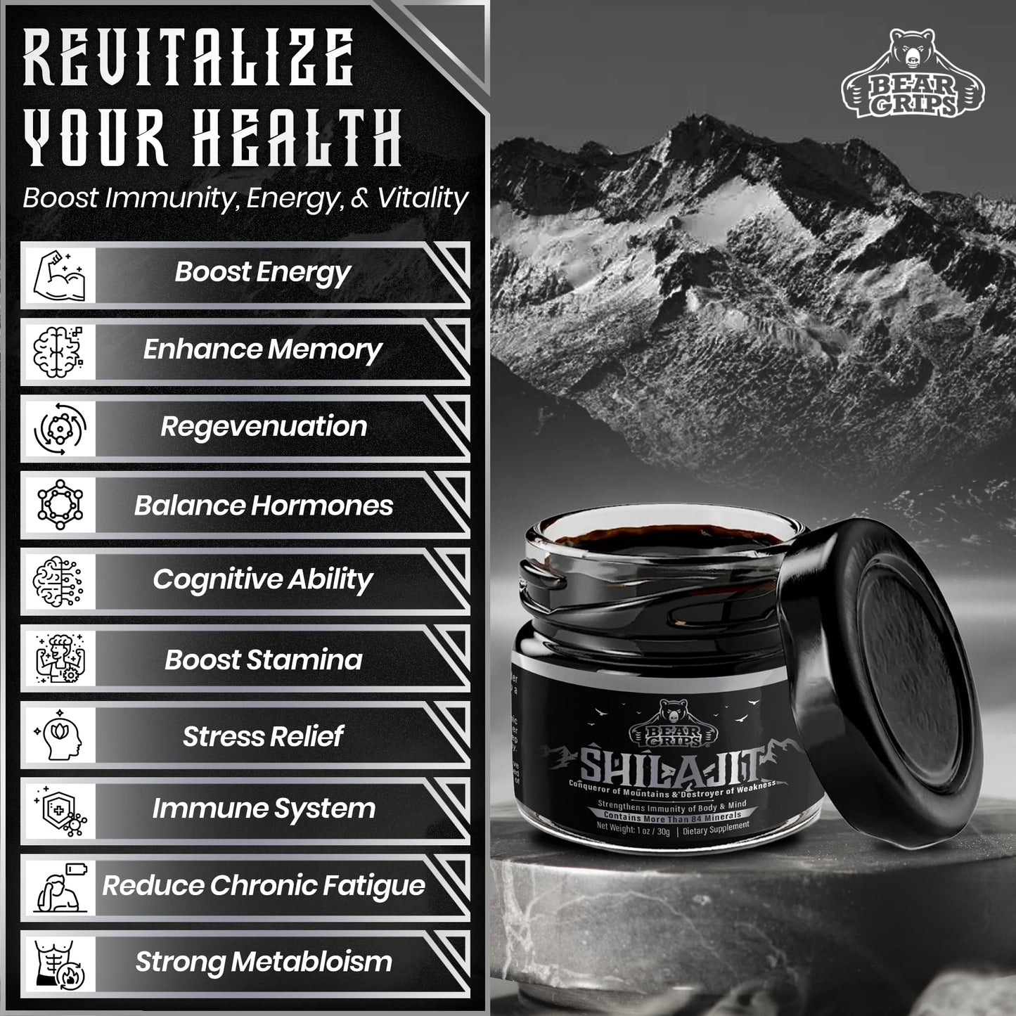 Shilajit Pure Himalayan Organic - Original Shilajit Resin 30g | 85+ Minerals & Fulvic Acid