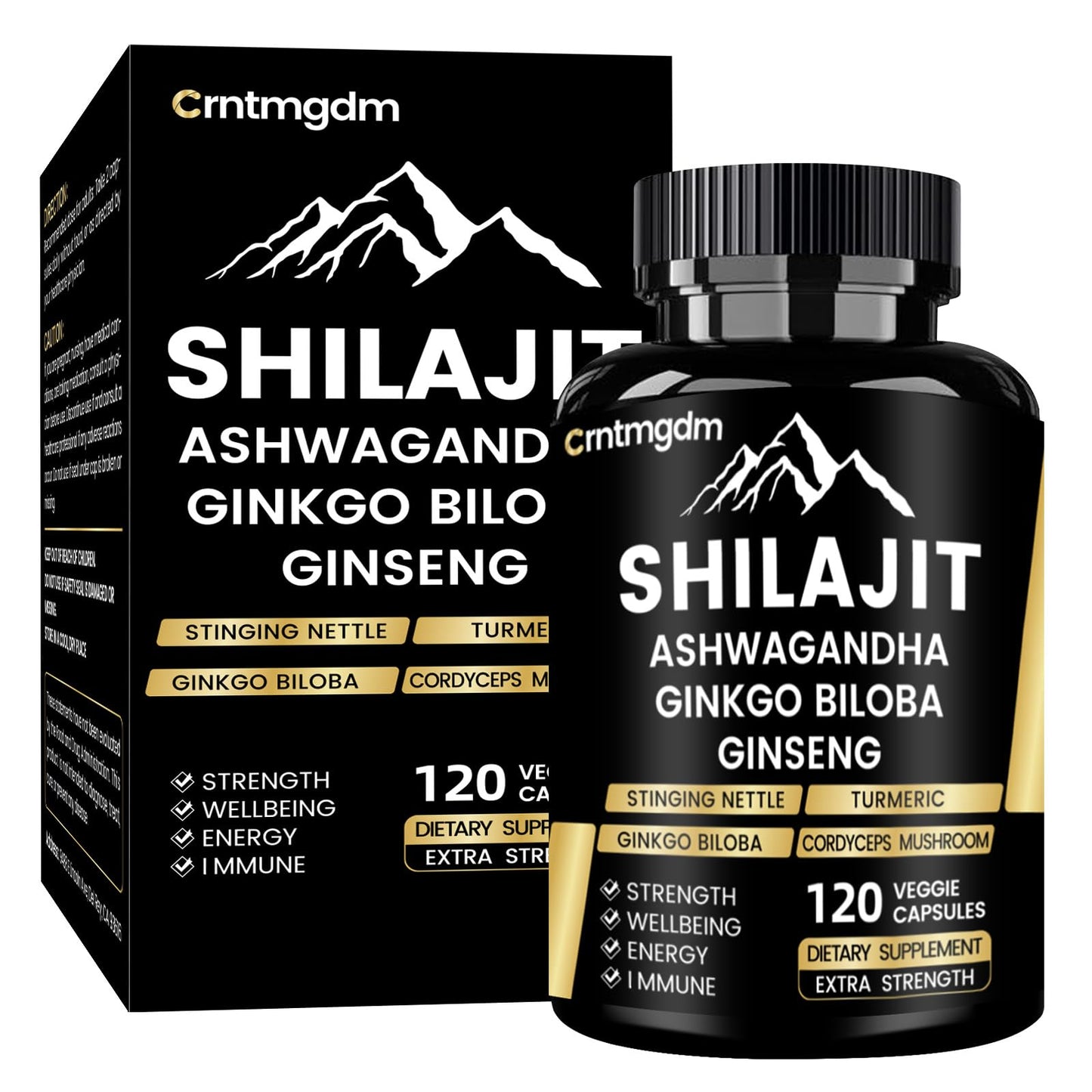 Shilajit Capsules - 1300mg per Serving with Ashwagandha | 120 Capsules