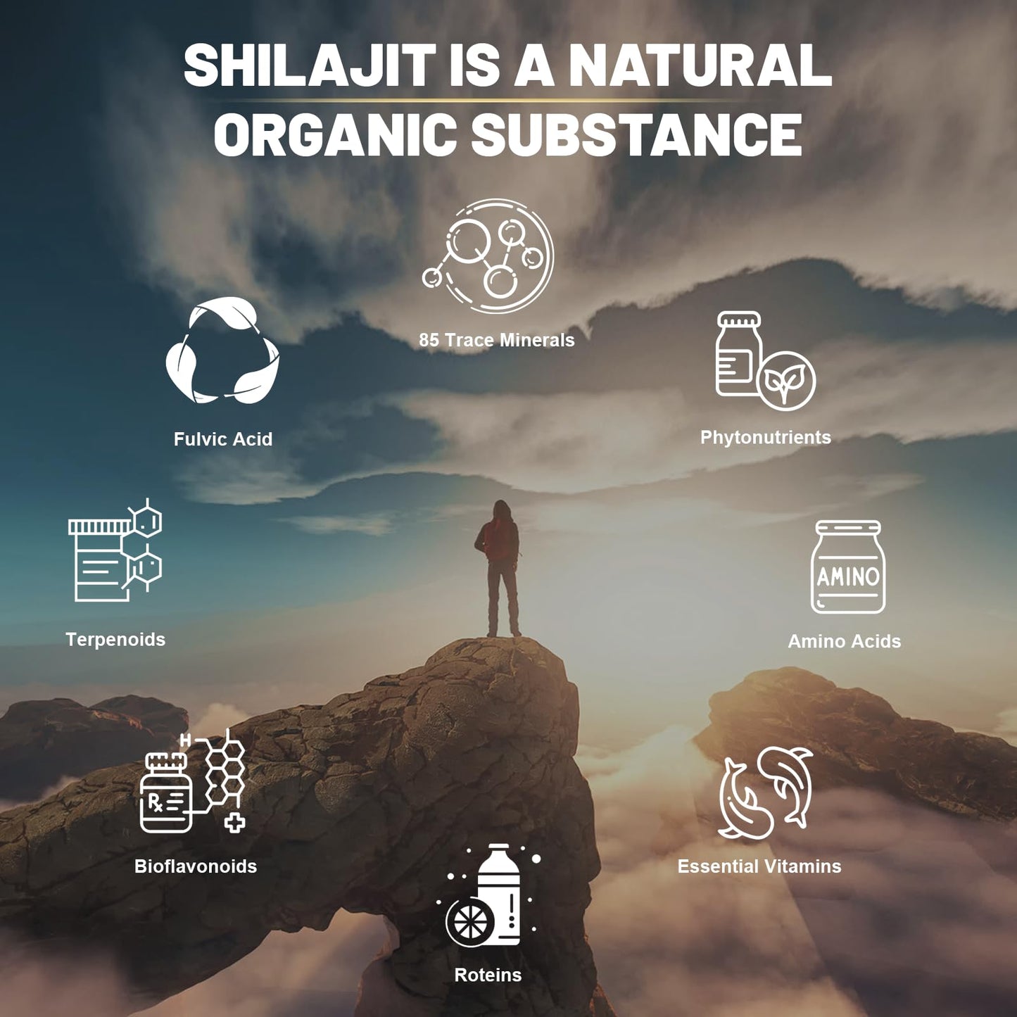 Shilajit Capsules - 1300mg per Serving with Ashwagandha | 120 Capsules