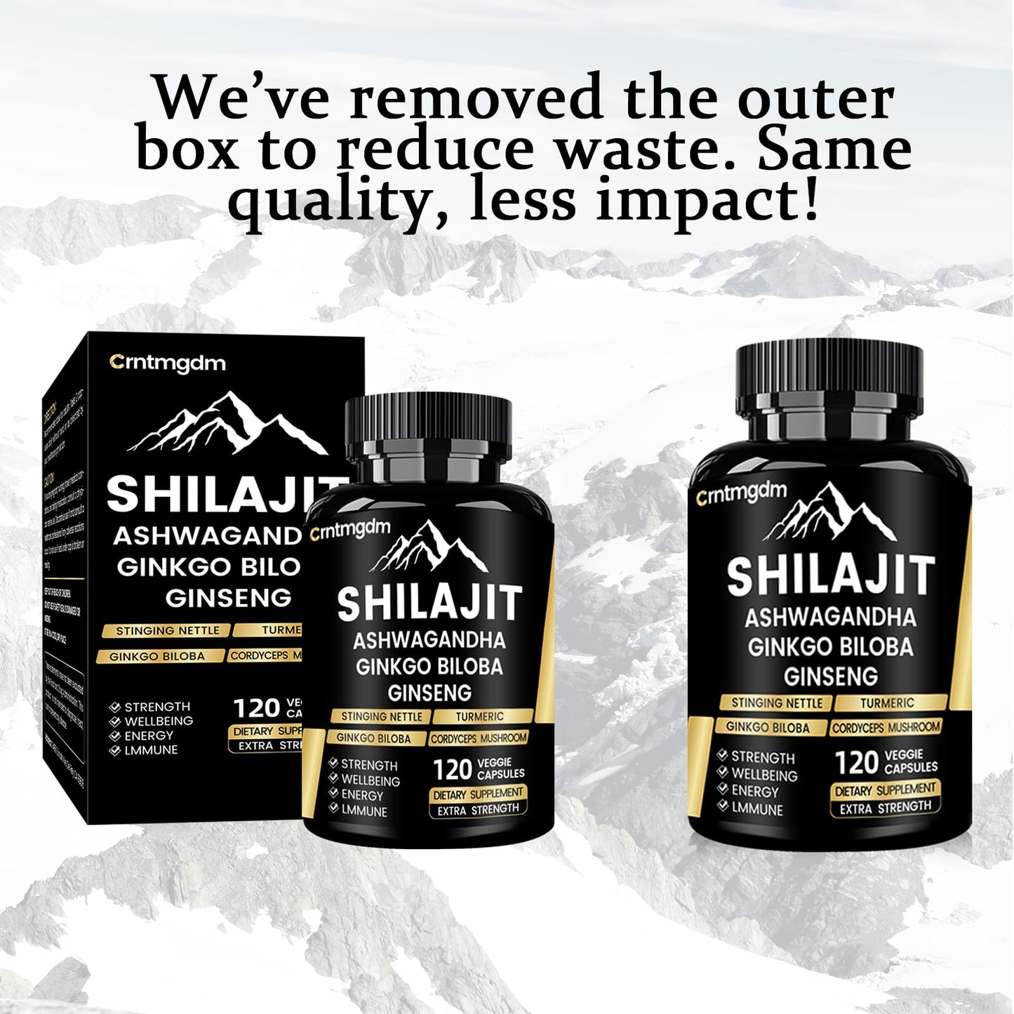 Shilajit Capsules - 1300mg per Serving with Ashwagandha | 120 Capsules