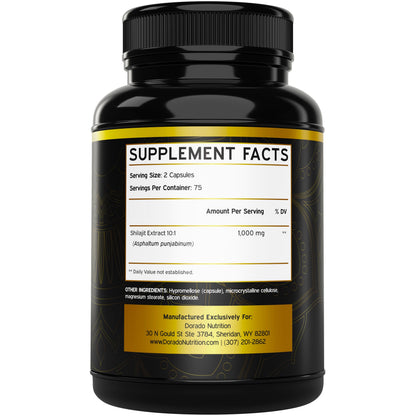 Shilajit Capsules 1000mg – 75 Day Supply, 85+ Minerals, Fulvic Acid, USA Made