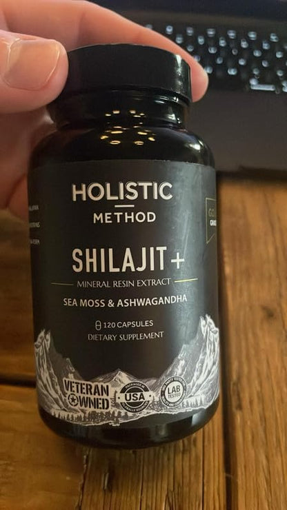 Holistic Method Shilajit Capsules - Pure Himalayan, 120 Count (Energy & Immune Support)