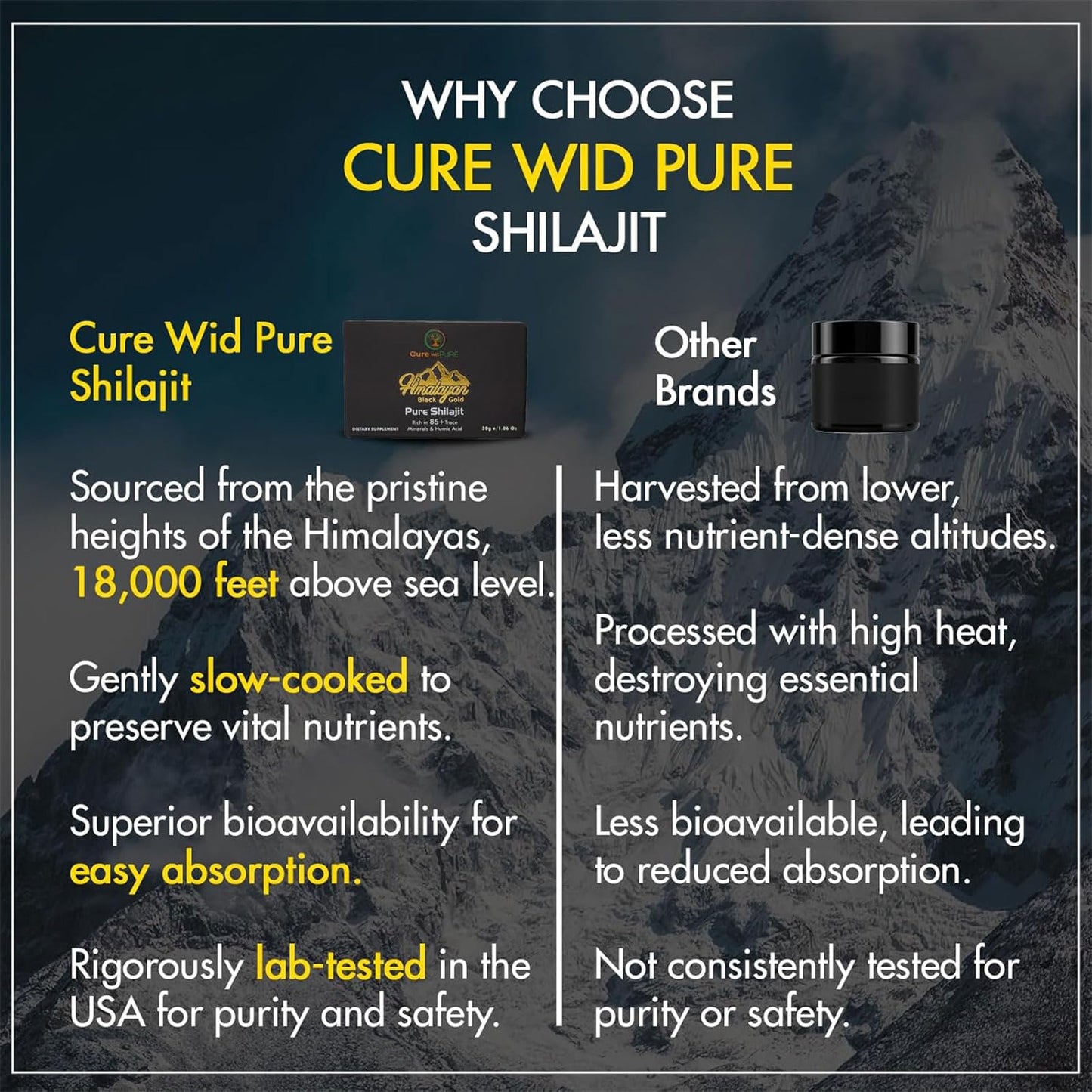 Pure Himalayan Shilajit – 94.5% Fulvic Acid, 500 mg (60 Servings) – USA Lab-Tested