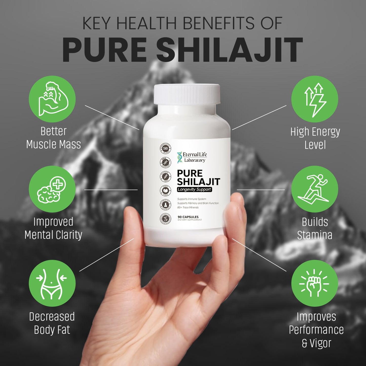100% Pure Shilajit  Organic Himalayan Shilajit 1000mg | 85+ Minerals