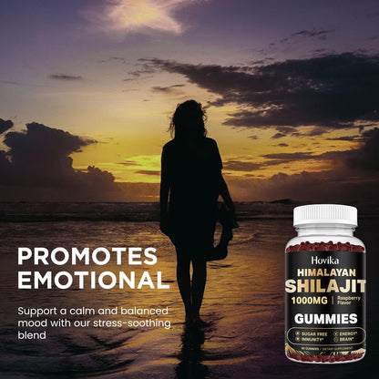 Shilajit Gummies 1000mg – 85+ Trace Minerals | Ashwagandha, Turmeric, Black Pepper | Sugar Free Raspberry 60 Count