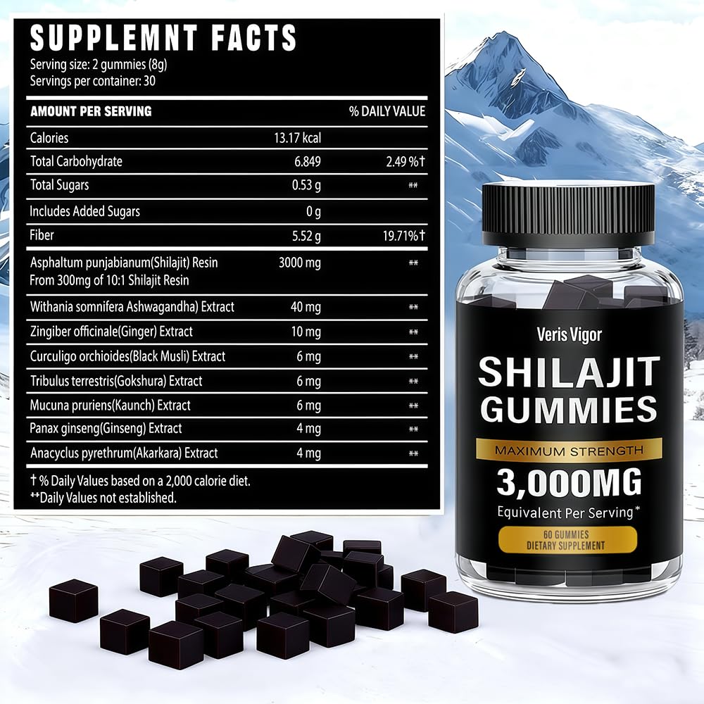 Shilajit Gummies 3000mg – Himalayan Shilajit, Vegan, Energy