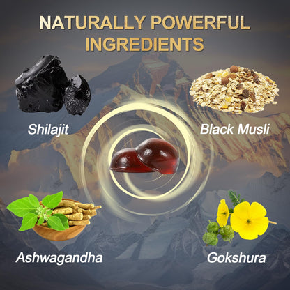 Shilajit Gummies – Himalayan Shilajit with Ashwagandha & Gokshura | 60 Gummies