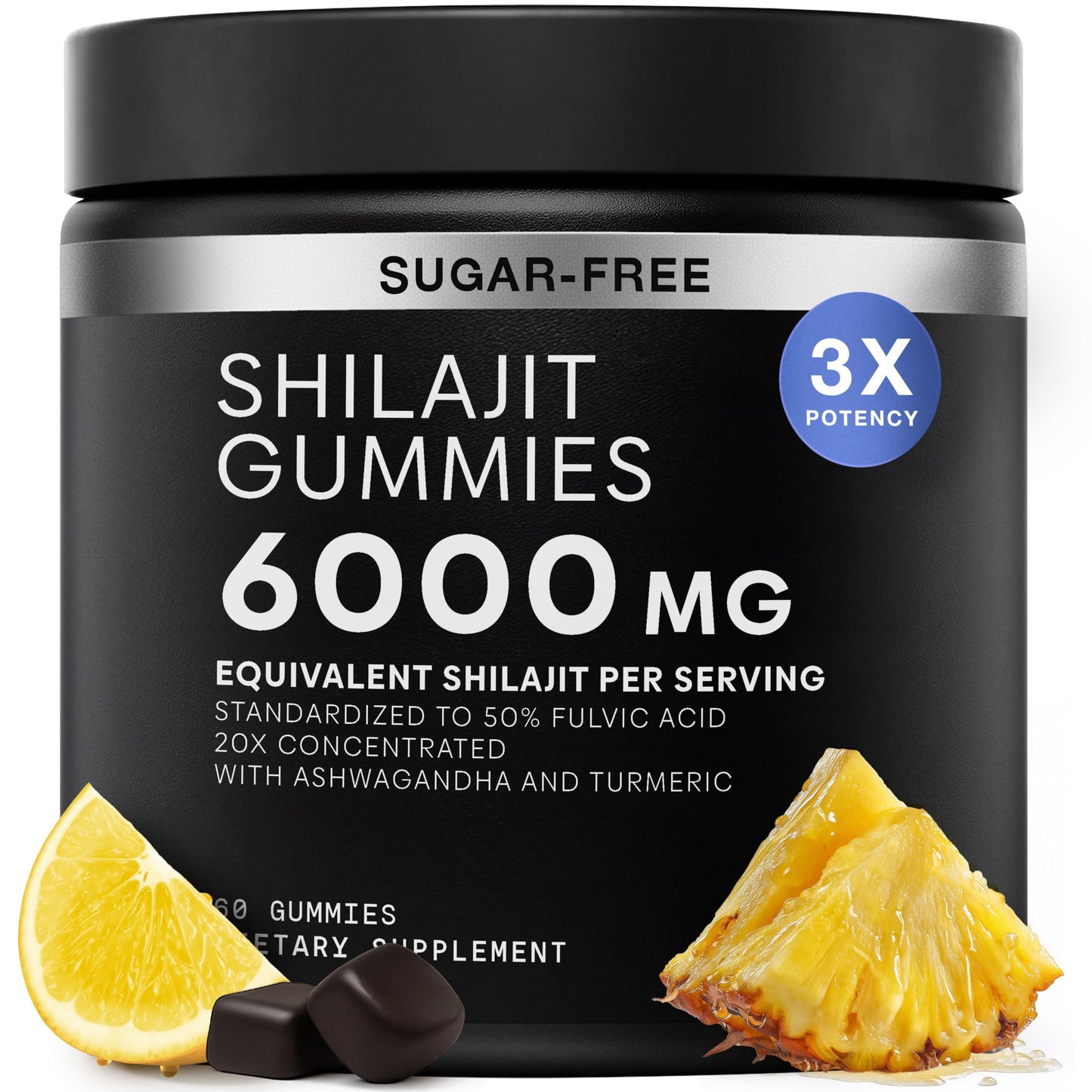 Shilajit Gummies 6000mg Equivalent (3X Stronger) – Himalayan Sourced + Ashwagandha + Turmeric – Lab Tested