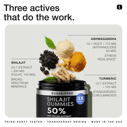 Shilajit Gummies 6000mg Equivalent (3X Stronger) – Himalayan Sourced + Ashwagandha + Turmeric – Lab Tested