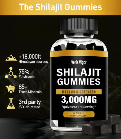 Shilajit Gummies 3000mg – Himalayan Shilajit, Vegan, Energy