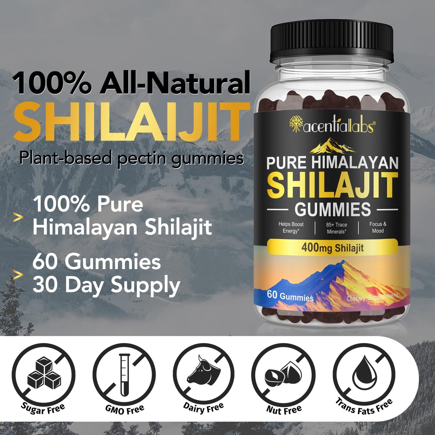 Shilajit Gummies - Pure Himalayan Shilajit, 400 mg, 85+ Minerals