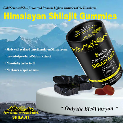 Shilajit Gummies - Pure Shilajit Gummies with Ashwagandha, No Added Sugar, Non-GMO, Natural Organic | 60 Gummies (Individually Wrapped) | Fulvic Acid & 85+ Trace Minerals for Men