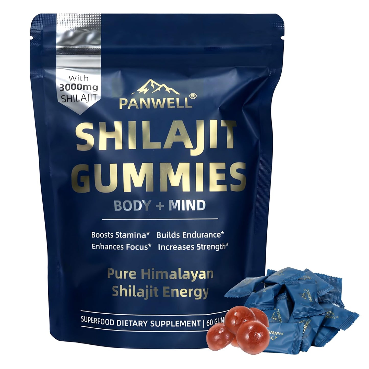 Shilajit Gummies with Sea Moss & Turmeric — Zero-Sugar Energy, Cortisol Balance, Sleep & Immune Support (60 Gummies)