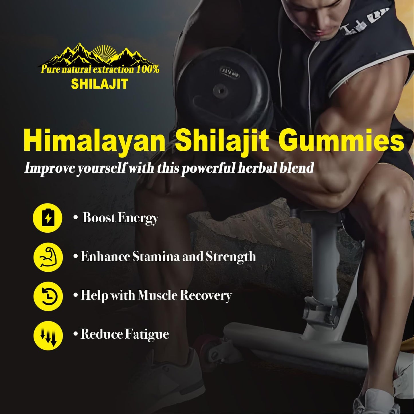 Shilajit Gummies - Pure Shilajit Gummies with Ashwagandha, No Added Sugar, Non-GMO, Natural Organic | 60 Gummies (Individually Wrapped) | Fulvic Acid & 85+ Trace Minerals for Men