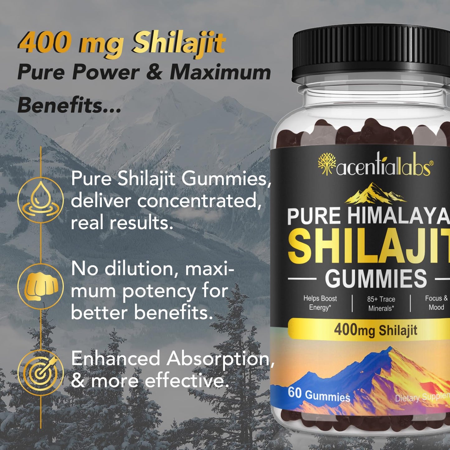 Shilajit Gummies - Pure Himalayan Shilajit, 400 mg, 85+ Minerals