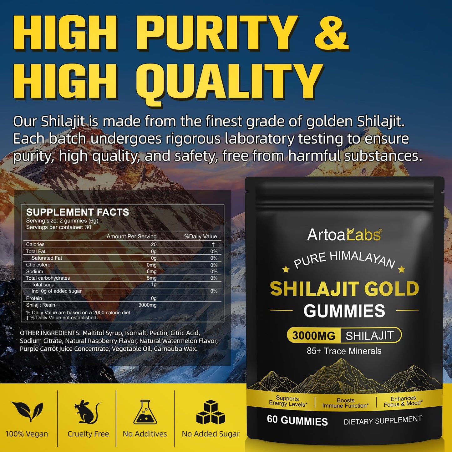 Shilajit Gummies for Men & Women – Himalayan Shilajit Gold with Ashwagandha (60 Gummies)
