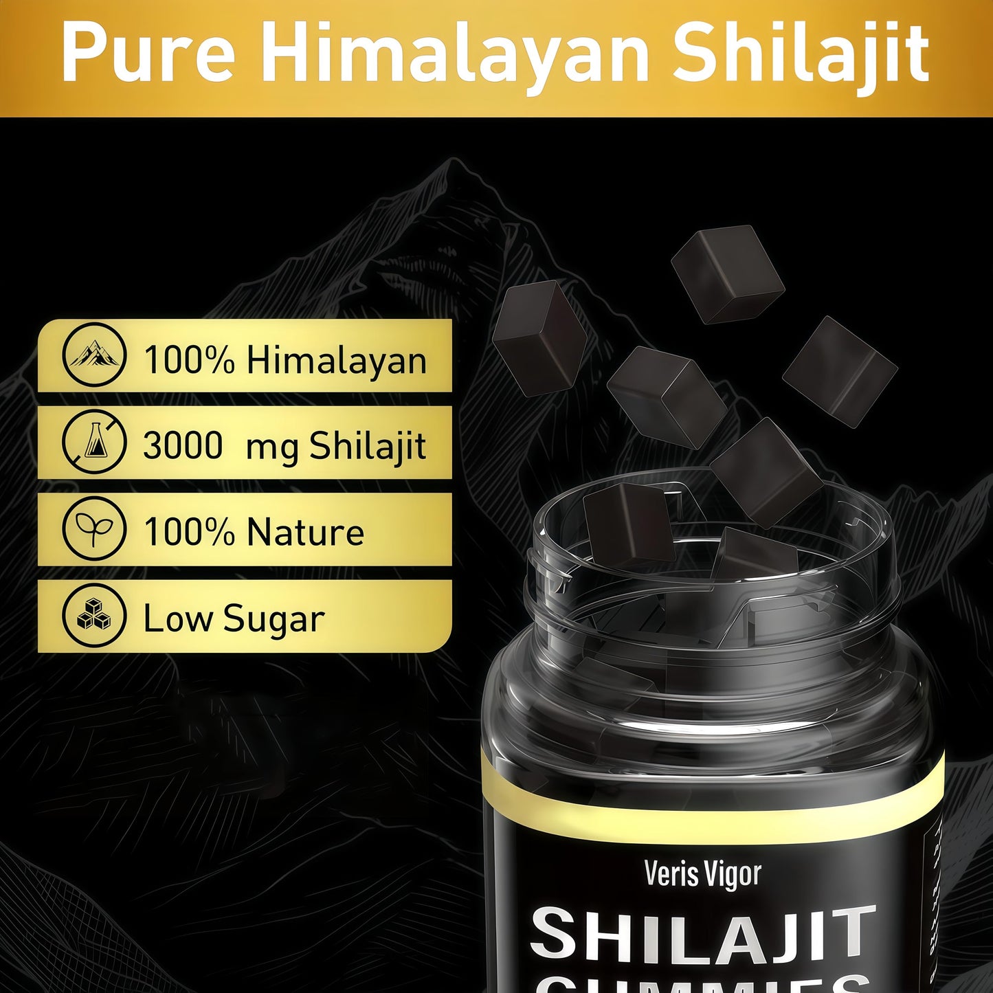 Shilajit Gummies 3000mg – Himalayan Shilajit, Vegan, Energy