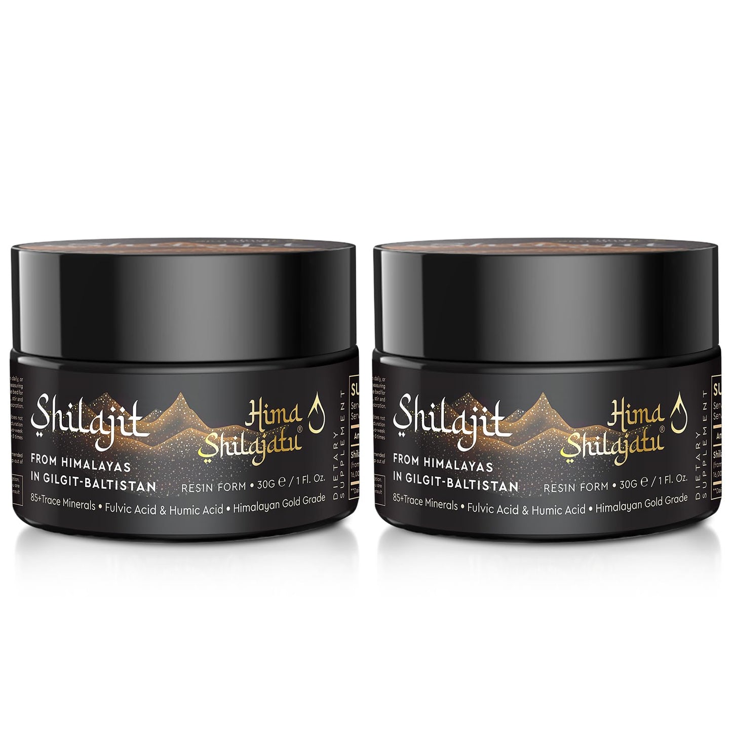 Shilajit Pure Himalayan Organic Shilajit Resin - Gold Grade 100% Purity | Fulvic Acid & 85+ Minerals | Energy & Immune Support | Pack of 2 (4 Months)
