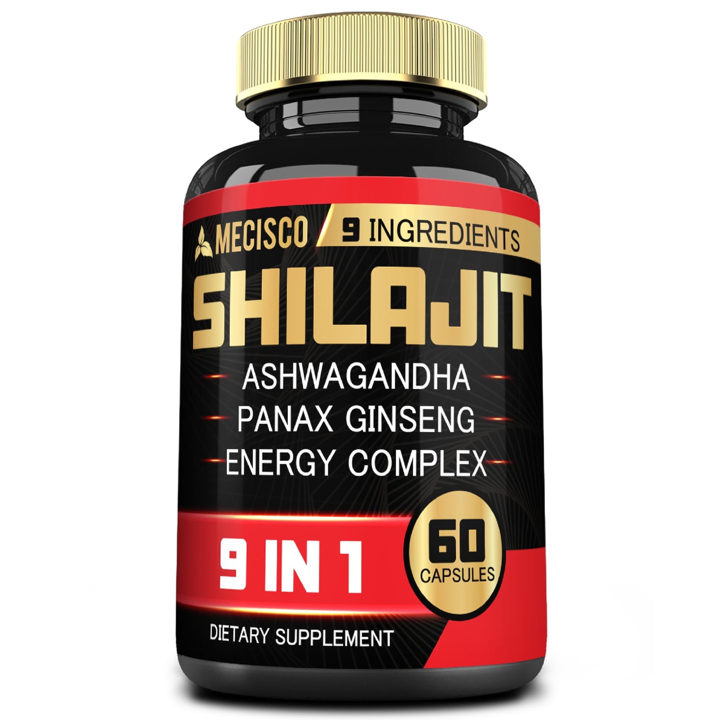 Shilajit Supplement with Ashwagandha, Ginseng, L-Arginine & Chaga - 60 Capsules | Shilajit Pure Himalayan Organic