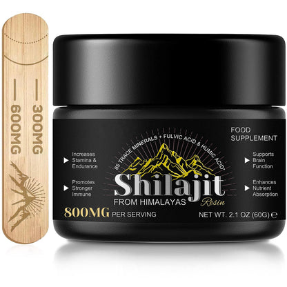 Shilajit Pure Himalayan Organic Resin - 800mg Gold Grade | 85+ Fulvic Acid & Trace Minerals
